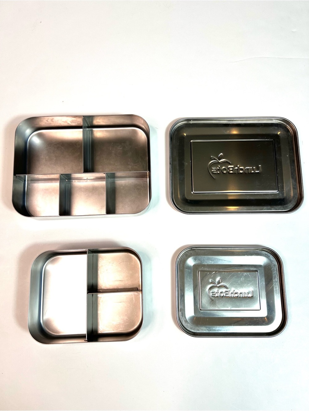 LunchBots Bundle (2) Stainless Steel Lunch Snack Boxes